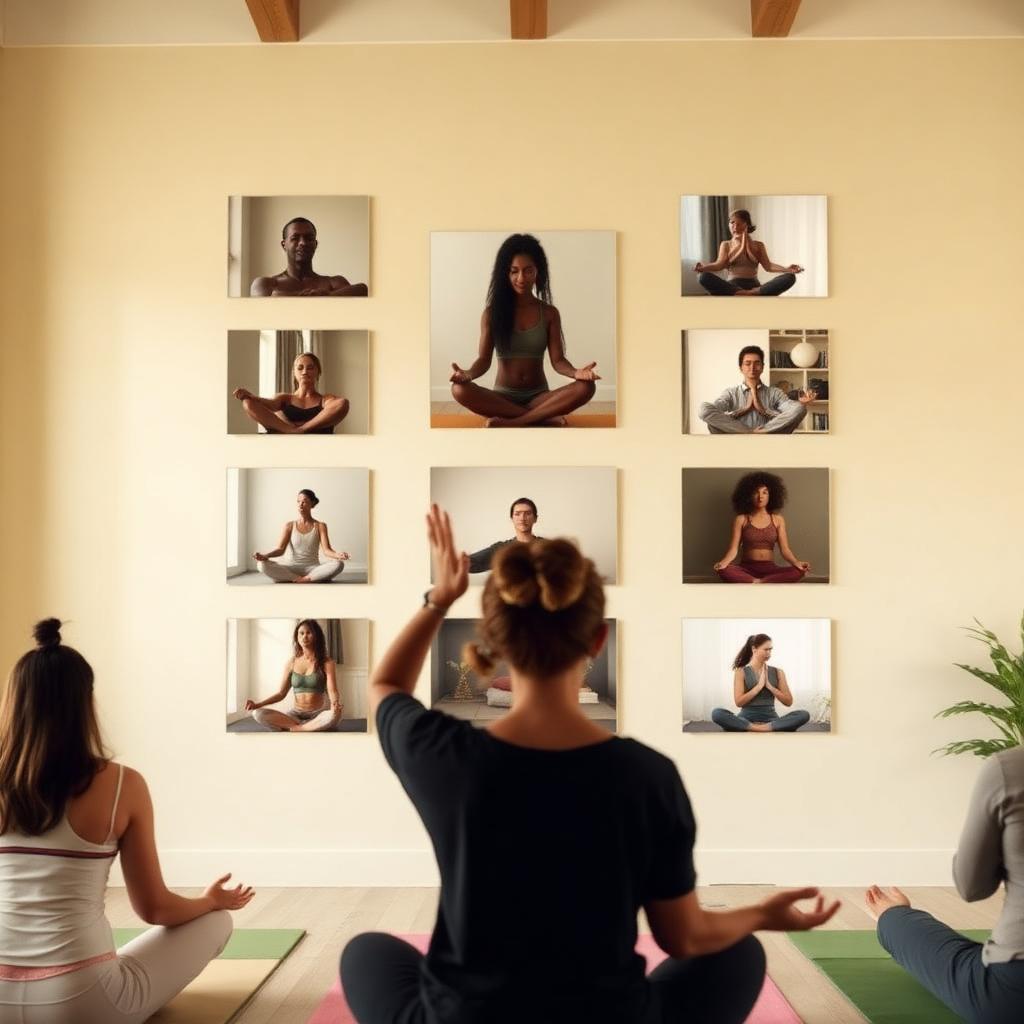 A community of wellness students on a class call
